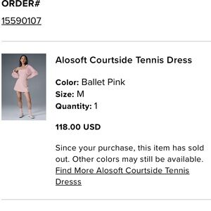 ALO Yoga Alosoft courtside Dress - Ballet Pink
